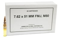 Armscor 7.62x51mm NATO Rifle Ammo  147 Grain  M80 / Full Metal Jacket  20rd Box | 7.62x51mm NATO | 4806015503194
