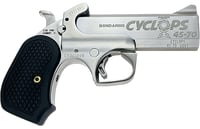 Bond Arms BACYP Cyclops Big Bore 4570 Gov 1rd, 4.25 Inch Stainless Steel w/Engraved Barrel, Matte Stainless Steel Frame, Black Extended B6 Resin Grip, Includes Holster | .4570 GOVT | 855959009747