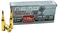 Nemo Arms 65GNA120PPU   6.5 Grendel 120 gr Full Metal Jacket Boat Tail 20 Per Box/ 20 Cs | 005002110436
