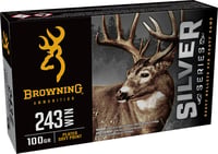 Browning Ammo B192602431  Silver 243Win 100gr Plated Soft Point 20 Per Box/10 Case | 020892232204