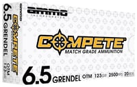 Ammo Inc 65GR123BTHPA20 Compete  6.5Grendel 123gr Open Tip Match 20 Per Box/10 Case | 818778024506