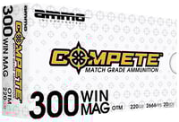 Ammo Inc 300WM190BTHPA20 Compete  300WinMag 220gr Open Tip Match 20 Per Box/10 Case | 818778024544