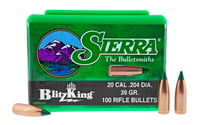 Sierra BlitzKing Rifle Bullets .20 cal .204 Inch 39 gr BLKG 100/ct | 20GA | 092763010396
