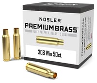 Nosler 10225 Premium Brass Unprimed Cases 308 Win Rifle Brass/ 50 Per Box | 054041102254 | Nosler | Reloading | Brass 