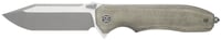 Eikonic Knife Company VA9GT Validus  3.78 Inch Folding Modified Tanto Plain Dark Acid Stonewash/Satin M390 Steel Blade, 4.76 Inch Green Canvas Micarta Handle | 762765921463