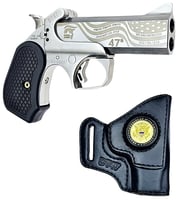 Bond Arms BADT47-SATIN DT47 Trump Limited Edition 45 Colt Long Colt/410 Gauge 2 Shot 4.25 Inch Stainless w/Gold Engraving Double Barrel, Rough Matte Stainless Steel Frame, Black Extended B6 Resin Grips,  | .410 / .45 LC | 855959007651