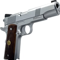 Dickinson LLC DKSN9B 1911 Adam B Commander Frame 9mm Luger 91 4.25 Inch Stainless Button Rifled Barrel, Stainless B Serrations Slide, Stainless Steel Frame, Wood Grip 