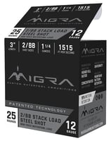 Migra Ammunitions M12SS2BB Staxd  12Gauge 3 Inch 1 1/4oz 2/BBShot 25 Per Box/10 Case | 850060794490