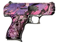 HiPoint CF380PI CF  380 ACP 81, 3.50 Inch Black Steel Barrel, HydroDipped Pink Camo Serrated Steel Slide, HydroDipped Pink Camo Polymer Frame  Grip | .380 ACP | 752334010001
