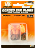 WALKERS EAR PLUGS PVC CORDED RUBBER 25dB ORANGE 2-PAIR | 888151008966