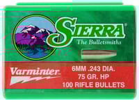 Sierra 1510 Varminter  6mm 75gr Hollow Point 100/Box | 092763015100