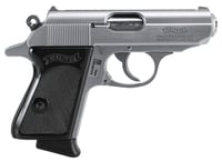 Walther Arms 4796001 PPK  380 ACP 61 3.30 Inch Stainless Steel Barrel, Matte Stainless Serrated Zinc Alloy Slide, Stainless Aluminum Frame w/Beavertail, Black Polymer Grip, Manual Thumb Safety | .380 ACP | 723364209932