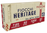 Fiocchi 765A Heritage  7.65x21mm Parabellum 93 gr Semi Jacketed Soft Point 50 Per Box/ 20 Case | 7.62x25 TOKAREV | 762344001531