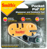 Smiths Products 50364 Pocket Pal X2 Sharpener and Outdoor Tool Hand Held Fine/Medium/Coarse Carbide, Ceramic, Diamond Sharpener Plastic Handle Yellow | 027925503645