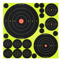 Birchwood Casey 34018 Shoot-N-C Reactive Target Variety Pack Self-Adhesive Paper Black/Yellow 200 yds Bullseye 50 Targets | 029057340181