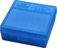 MTM Case-Gard P100324 Ammo Box Flip-Top Multi Caliber Handgun Clear Blue Polypropylene 100rd | 026057113241