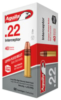 Aguila Interceptor Rimfire Ammunition .22 LR 40 gr CPSP 1470 fps 50/rd | .22 LR | 640420001432