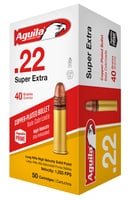 Aguila Super Extra Rimfire Ammunition .22 LR 40 gr CPSP 1255 fps 50/ct | .22 LR | 640420001012