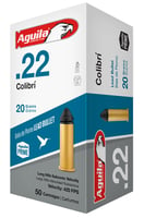 Aguila Colibri Powderless Rimfire Ammunition .22 CB 20 gr 420 fps 50/ct | .22 LR | 640420001265