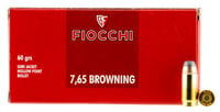 FIOCCHI AMMO 7.65 BROWNING 60GR SJHP 50RD 20BX/CS | 762344034102