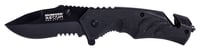 Humvee Adventure Gear HMVKTR15 Tactical Recon  3 Inch Folding Drop Point Part Serrated Black Stainless Steel Blade/Black Textured Features Glass Breaker/Seat Belt Cutter Includes Pocket Clip | 810112980424