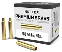 Nosler 10175 Premium Brass Unprimed Cases 280 Ackley Improved Rifle Brass/ 50 Per Box | 054041101752