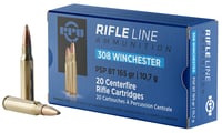 PPU PP3082 Standard Rifle  308Win 165gr Pointed Soft Point Boat Tail 20 Per Box/10 Case  | .308 WIN | 8605003812470