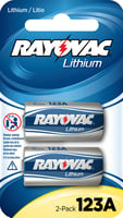 Rayovac RL123A2 CR123A  3V Li-Ion 1500 mAh 2 Pack | 012800462704