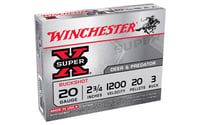 Winchester Ammo XB203 Super X  20 Gauge 2.75 Inch 20 Pellets 3 Buck Shot 5 Bx/ 50 Case  | 20GA | 020892007154
