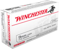 Winchester USA Handgun Ammunition 9mm Luger 115 gr FMJ  50/box  | 9x19mm NATO | 020892201989