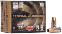 HYDRA SHOK 9MM 124GR JHP 20RD/BXPremium Personal Defense 9mm Luger - 124 grain - Hydra-Shok Jacketed Hollow Point - 20 per box - First choice for many military and law enforcement officials  | 9x19mm NATO | 029465088330