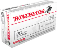 Winchester Ammo Q4203 USA  25 ACP 50 gr Full Metal Jacket 20 Per Box/ 10 Case  | .25 ACP | 020892201941