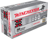 Winchester Super X WinClean Handgun Ammunition .38 Spl 125 gr JSP 775 fps 50/ct  | .38 SPL | 020892211629