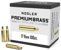 Nosler 10128 Premium Brass Unprimed Cases 17 Rem Rifle Brass/ 100 Per Box | 054041101288 | Nosler | Reloading | Brass 