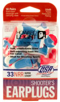 Howard Leight R01891 USA Shooters Earplugs  Foam 33 dB In The Ear Red/White/Blue Adult 10 pair | 033552018919
