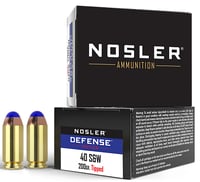 Nosler 39515 Defense Handgun 40SW 200gr Bonded Performance Tipped 20 Per Box/10 Case  | .40 SW | 054041395151