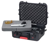 Plano 108021 All Weather Pistol Case Large Size made of Water Resistant Polymer with Black Finish  Yellow Latches, Foam Padding  Pressure Release Value 19 Inch x 14 Inch x 8 Inch Interior Dimensions | 024099108027