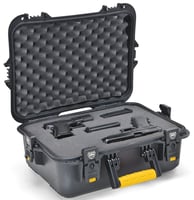 Plano 108031 All Weather Pistol Case XL Size made of Water Resistant Polymer with Black Finish  Yellow Latches, Foam Padding  Foam Padding 21 Inch x 17 Inch x 9 Inch Interior Dimensions | 024099108034