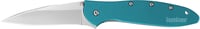Kershaw 1660TEAL Leek  3 Inch Folding Drop Point Plain Bead Blasted 14C28N Steel Blade Teal Anodized Aluminum Handle Includes Pocket Clip | 087171037561
