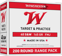 Winchester Target Handgun Ammunition .40 SW 165 gr. FMJ 1060 fps 200/ct  | .40 SW | 020892221833