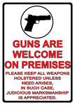 RIVERS EDGE SIGN 12 Inchx17 Inch  InchGUNS ARE WELCOME Inch | 643323149904