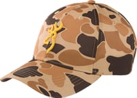 BROWNING RIMFIRE CAP BUCKMARK LOGO VINTAGE TAN CAMO VELCRO | 308379121 | 023614981183