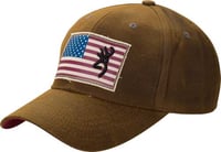 BROWNING CAP LIBERTY WAX FLAG BUCK MARK LOGO DARK BROWN ADJ | 023614460893
