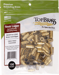 TOP BRASS ONCE FIRED UNPRIMED BRASS 9MM 100CT POUCH | 9x19mm NATO | 818424011416