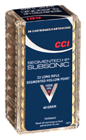 CCI Segmented HP Subsonic Rimfire Ammunition .22 LR 40 gr 1050 fps 50/ct | .22 LR | 076683000743