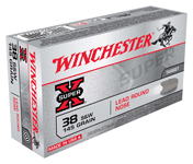 Winchester Ammo X38SWP Super X  38 SW 145 gr Lead Round Nose 50 Per Box/ 10 Case  | .38 SPL | X38SWP | 020892201224