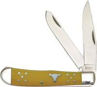 ABKT CATTLEMANS CUTLERY 3.25 Inch YELLOW HANDLE TRAPPER 2BLADE | 815949010368