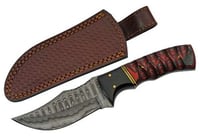 SZCO RITE EDGE 4 Inch BUFFALO HORN /TWISTED WOOD DAMASCUS W/SHTH | 801608012880