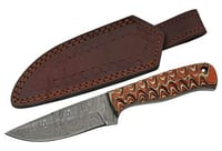 SZCO RITE EDGE 4 Inch RED TWISTED WOOD HUNTER DAMASCUS W/SHEATH | 801608012927