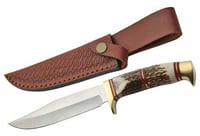 SZCO STEEL STAG 5.75 Inch STEEL WOLF STAG HUNTER W/SHEATH | 801608033182
